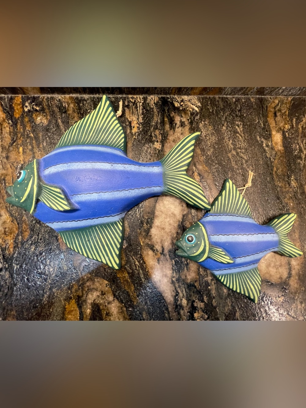 Handmade/Handpainted Clay Fish Wall Hanging - Set of 2 Coastal Decor